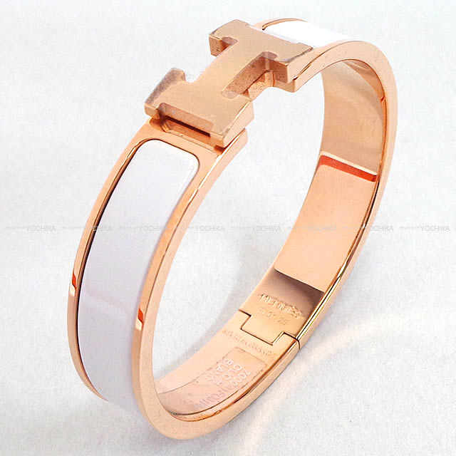 HERMES クリックH バングル (ホワイト×ローズゴールド) エルメス