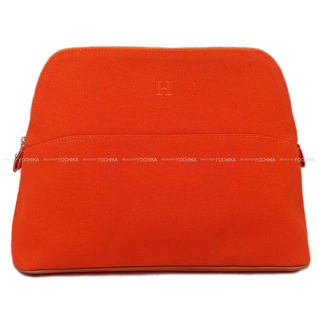 HERMES エルメス ボリードポーチGM フーオレンジ コットン100 