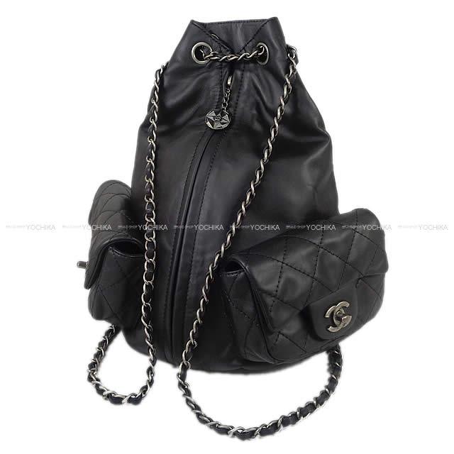 シャネル リュック マトラッセ ダブルポケット ミディアム チェーン バックパック 黒 A654 新品未使用