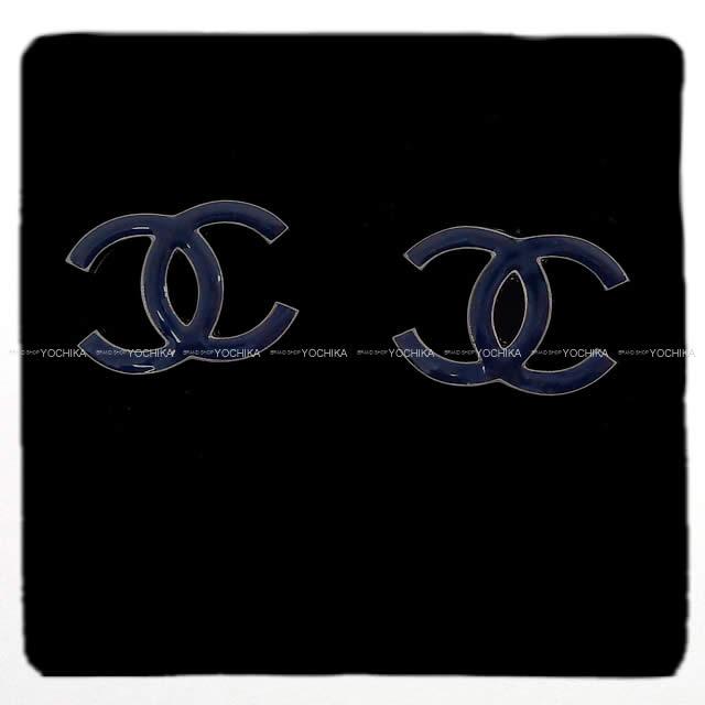Chanel シャネル シンプル ココマーク ピアス ネイビー Ab0434 新品 Chanel シャネル シンプル ココマーク ピアス ネイビー Ab0434 新品