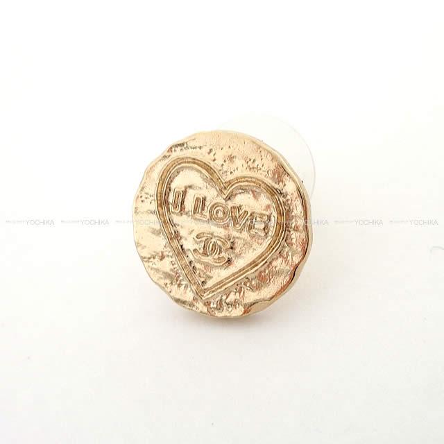 CHANEL シャネル "I LOVE CHANEL" ハート ココマーク サークル ピアス ゴールド AB1327 新品