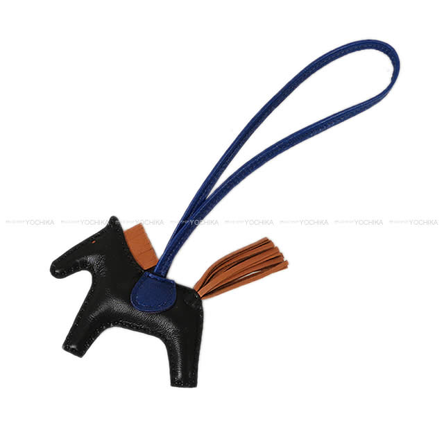 エルメス ロデオチャーム PM ノワール⁄ゴールド⁄ブルーサフィール D