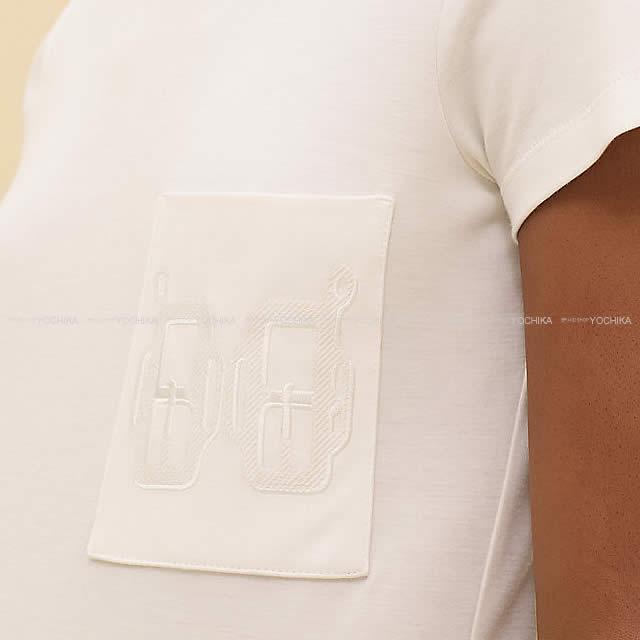 2019年春夏 新作 HERMES エルメス Tシャツ ポケット付 刺繍 #36 白(ホワイト) コットン100% 新品未使用