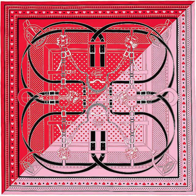 2019年春夏 コレクション HERMES エルメス スカーフ カレ70 "Grand Manege Bandana Love" ルージュX