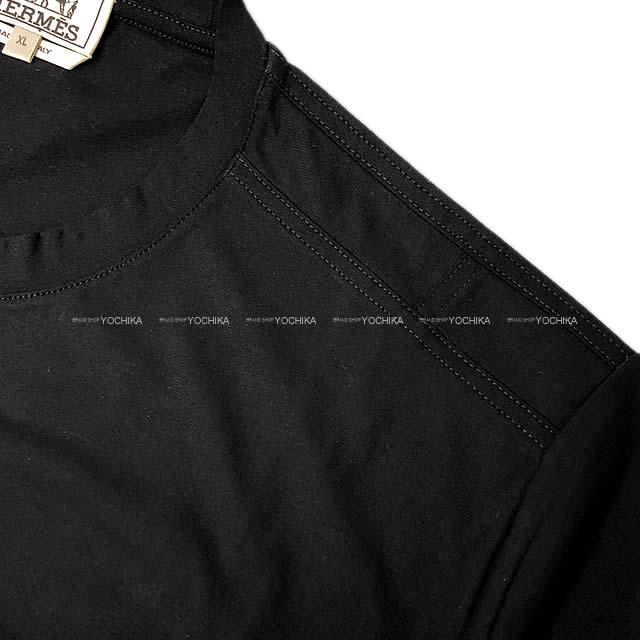 HERMES エルメス メンズ Tシャツ ポケット付 半袖 #XL 黒(ブラック