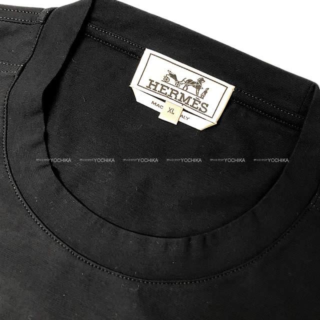 【値下げ！】HERMES エルメス メンズ Tシャツ ポケット付 半袖 #XL 黒(ブラック) コットン100% 新品