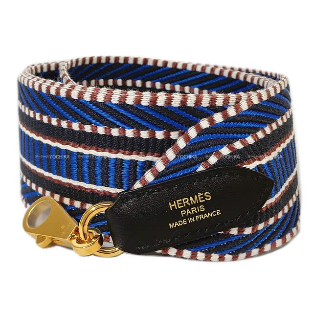 HERMES エルメス ショルダーストラップ "バンドリエール サングル カヴァル 50mm" 85cm ブルーゼリージュXブルーインディゴX