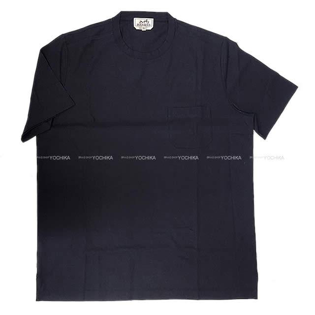 HERMES エルメス メンズ Tシャツ ポケット付 半袖 #L マリン コットン100% 新品