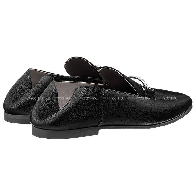 HERMES エルメス メンズ モカシン ローファー 靴 ''サガ SAGA'' #42.5 黒(ブラック) シェーブル 新品