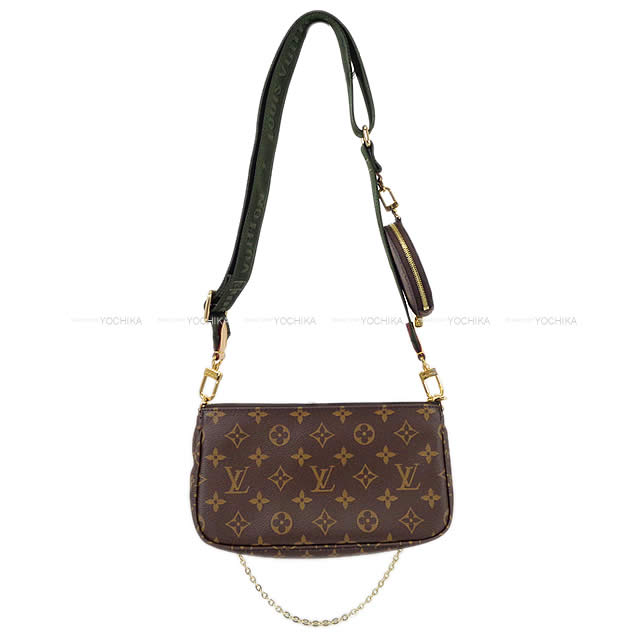 LOUIS VUITTON ルイ・ヴィトン ショルダーバッグ ポーチ "ミニ ポシェット アクセソワ―ル " カーキ モノグラム ゴールド金具