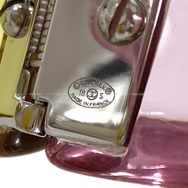 2018年 春夏 CHANEL シャネル ダブル ココマーク キャンディ ツイスト クリア バングル ブレスレット イエローXピンク レジン