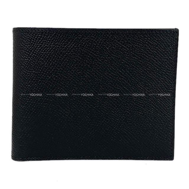 HERMES エルメス 二つ折 コンパクト 財布 シチズン ツイル 「カレキューブ」 黒(ブラック) エプソンXシルク100% 新品