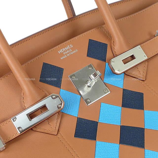 HERMES エルメス ハンドバッグ バーキン30 トレサージュ・ドゥ・キュイール ゴールド/ブルーデュノール スイフト 新品