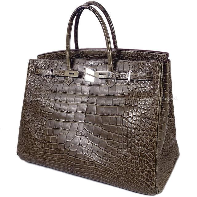 HERMES エルメス ハンドバッグ バーキン40 黒(ブラック) クロコダイル ニロティカス マット シルバー金具 新品未使用