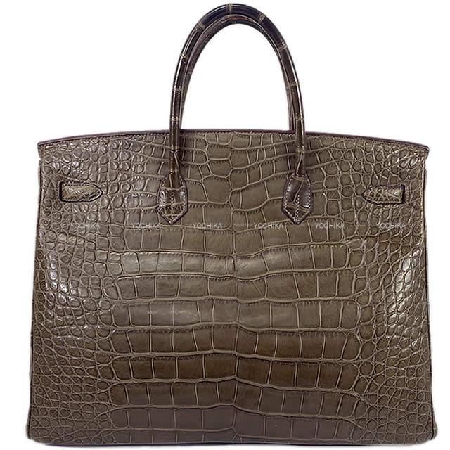 HERMES エルメス ハンドバッグ バーキン40 黒(ブラック) クロコダイル ニロティカス マット シルバー金具 新品未使用