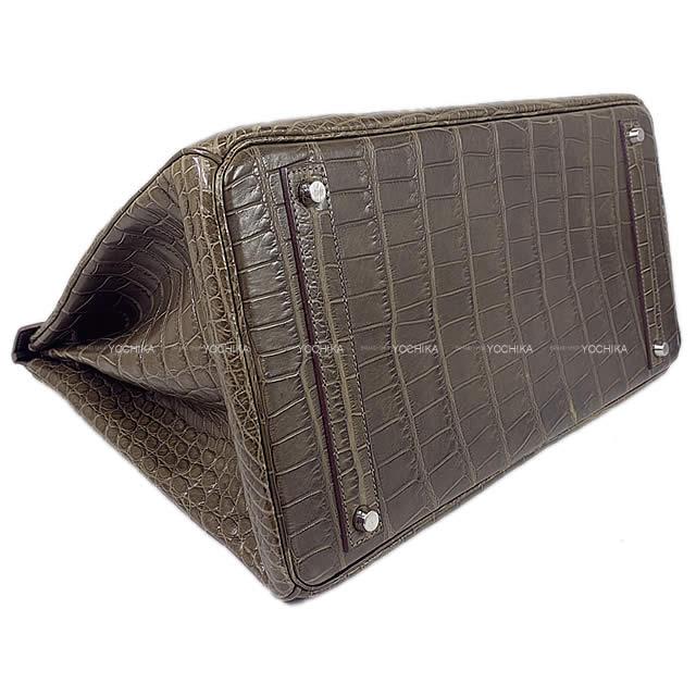 HERMES エルメス ハンドバッグ バーキン40 黒(ブラック) クロコダイル ニロティカス マット シルバー金具 新品未使用