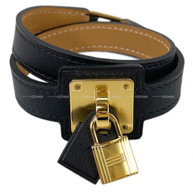 HERMES エルメス "O'Kelly オーケリー" ブレスレット ＃T3 黒(ブラック) スイフト ゴールド金具 新品