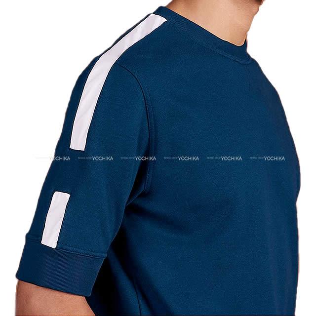 HERMES エルメス メンズ スウェット 半袖 ハーフパンツ 上下セット ジョギング Tシャツ #M インディゴX白(ホワイト) コットン100％  新品
