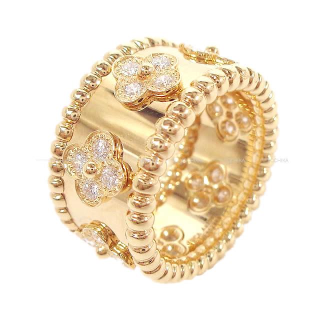 Van Cleef Arpels ヴァンクリーフ アーペル 指輪 リング ペルレ クローバー スモール 47 イエローゴールド ダイヤモンド K18 Vca09nc47 新品未使用