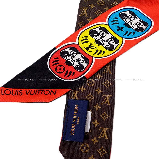 LOUIS VUITTON ルイ・ヴィトン 歌舞伎 達磨 スカーフ ''バンドーBB'' モノグラム 黒X赤Xブラウン シルク100% MP1942  新品
