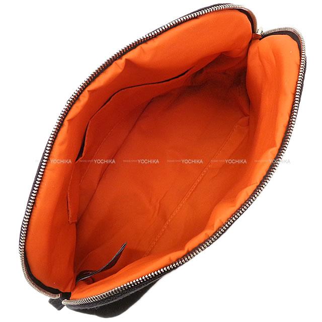 HERMES エルメス ボリードポーチMM 黒(ブラック) コットン100