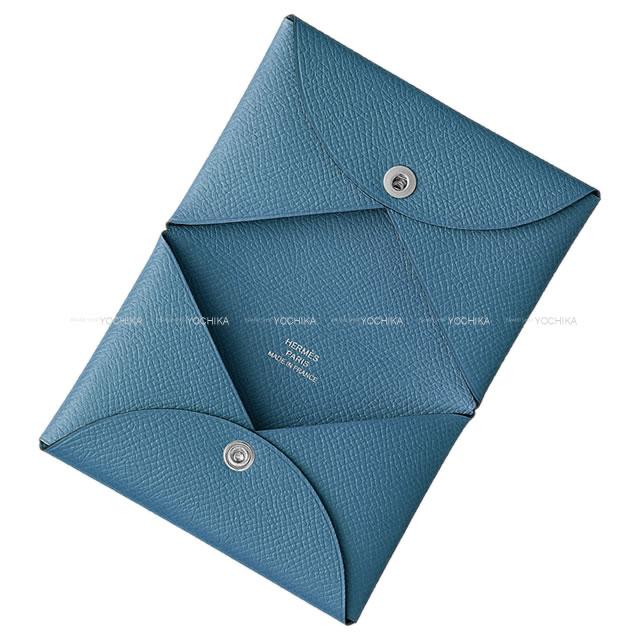 HERMES エルメス カードケース Calvi(カルヴィ) ブルーアズール