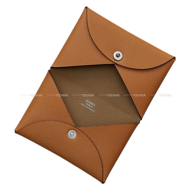 HERMES エルメス カードケース Calvi(カルヴィ) ヴェルソ ゴールド