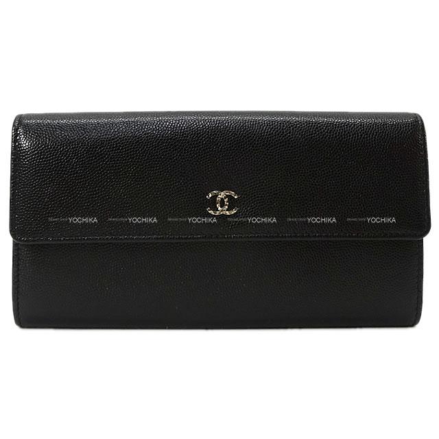 超美品　CHANEL　キャビアスキン　セブルガ　フラップ　長財布