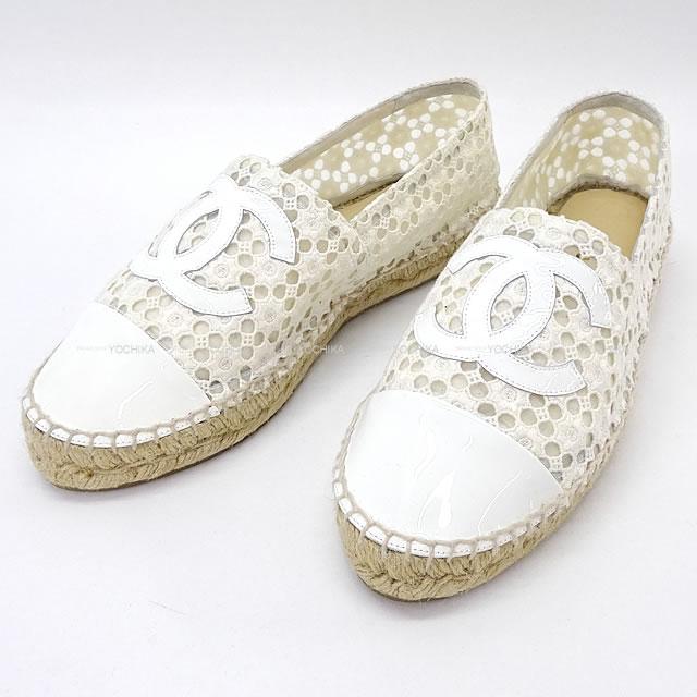 CHANEL シャネル フラワーレース ココマーク エスパドリーユ サンダル 