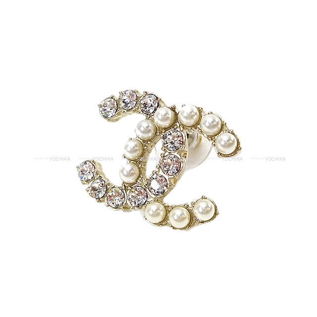 CHANEL シャネル ピアス ビッグココマーク パール&ラインストーン ゴールド金具 AB4735 新品