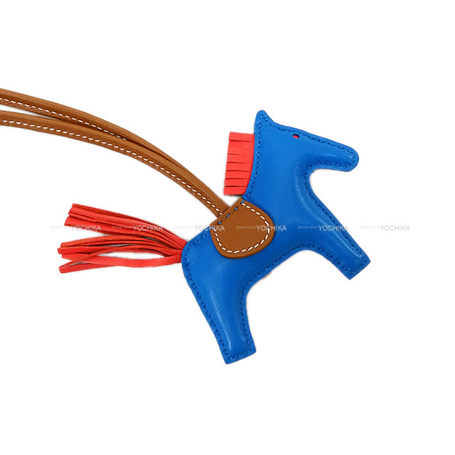 HERMES エルメス チャーム ロデオ PM ブルーザンジバル/ローズテキサス/ゴールド アニューミロ(ラム) Y刻印 新品