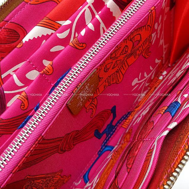 2020年秋冬 HERMES エルメス 長財布 アザップシルクイン Etriers ゴールド/ローズメキシコ/ブーゲンビリア  エプソン/バレニア/シルク100％ シルバー金具 Y刻印 新品