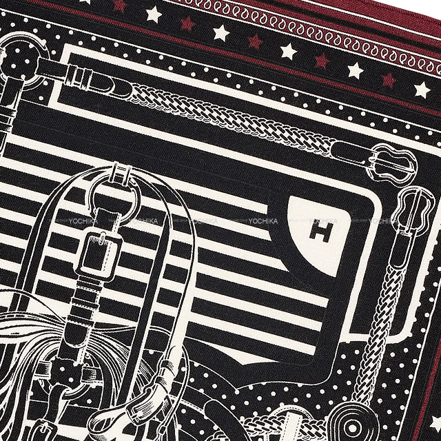 【新品未使用】HERMES バンダナ　コットン　ブラック　52×52センチ HERMES エルメス バンダナ カレ55 