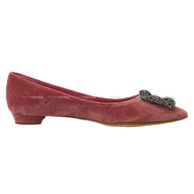 MANOLO BLAHNIK マノロブラニク ハンギシ フラット シューズ #38 99 WHAFVELO 10 ローズ ベルベット 新品