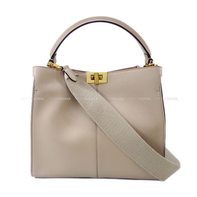 FENDI フェンディ 2way ショルダーバッグ ピーカブー エックスライト ミディアム 8BN310 ベージュ レザー ゴールド金具 SAランク【中古】 FENDI フェンディ 2way ショルダーバッグ ピーカブー エックスライト ミディアム 8BN310 ベージュ レザー ゴールド金具 SAランク【中古】