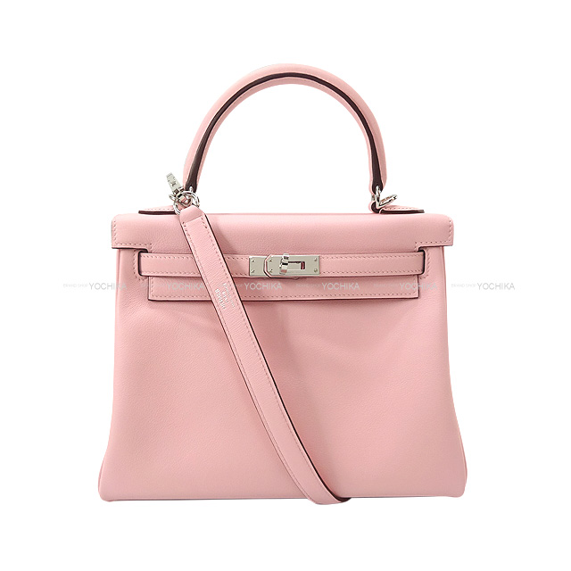 美品 エルメス ケリー25 ■ □L刻印 ショルダーストラップ 2WAY スイフト シルバー金具 ベージュ系 047654CK HERMES □7E HERMES - 美品 エルメス ケリー25 □ □L刻印 ショルダーストラップ