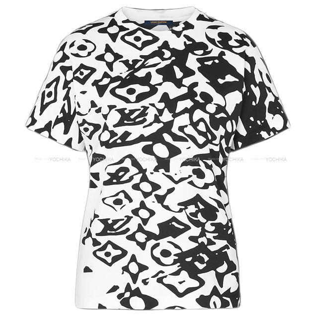 2021秋冬 新作 LOUIS VUITTON ルイ・ヴィトン レディース Tシャツ LVxUF モノグラムパターン コットンジャージーTシャツ  #XS 白(ホワイト)/黒(ブラック) コットン100% 1A8B4B 新品未使用
