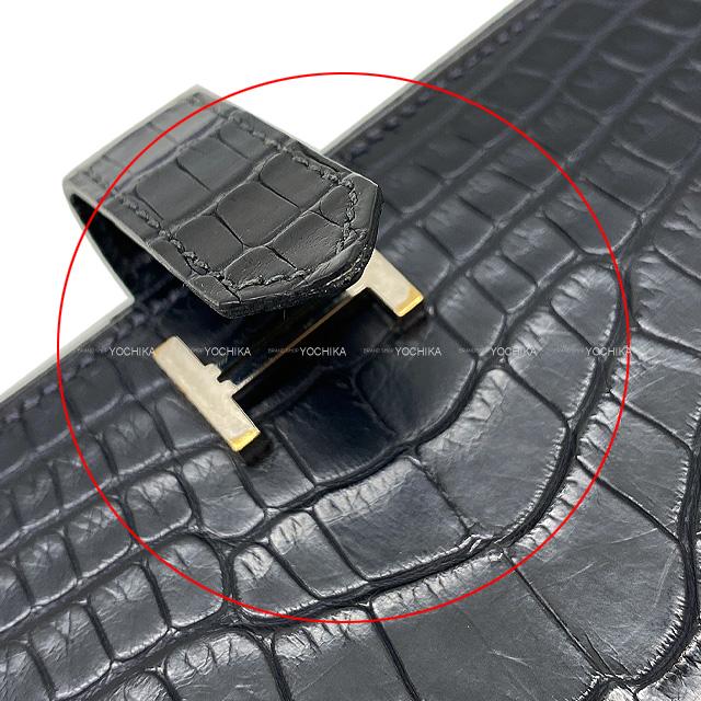HERMES エルメス 財布 ベアンコンパクト 黒(ブラック) クロコダイル 