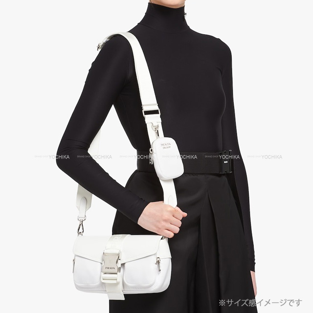 PRADA プラダ ショルダーバッグ ReNYLON マルチポケット ロゴ 白 (ホワイト) ナイロン/ブラッシュドレザー シルバー金具 1BD295  新品未使用