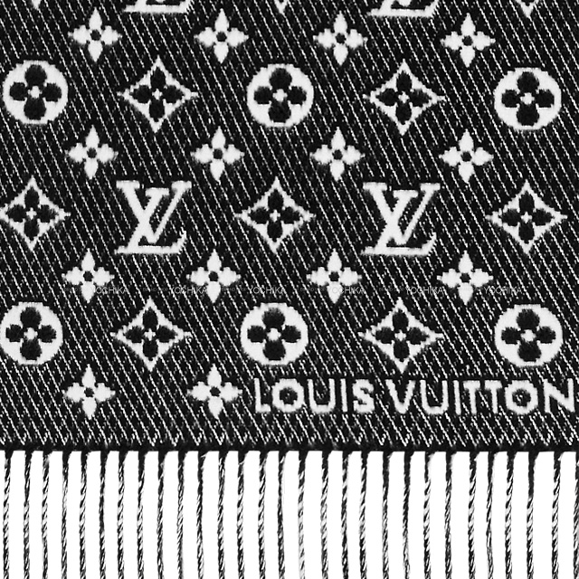 LOUIS VUITTON ルイ・ヴィトン マフラー エシャルプ LVトゥージュール 黒(ブラック)/白(ホワイト) カシミヤ50％/シルク50％  M77406 新品