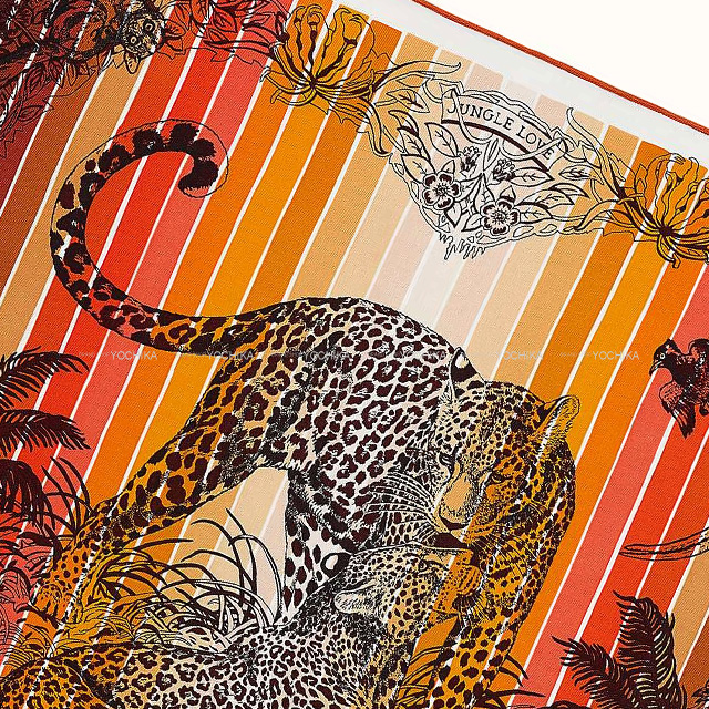 HERMES エルメス スカーフ カレ45 ガヴロッシュ ジャングルラブ 
