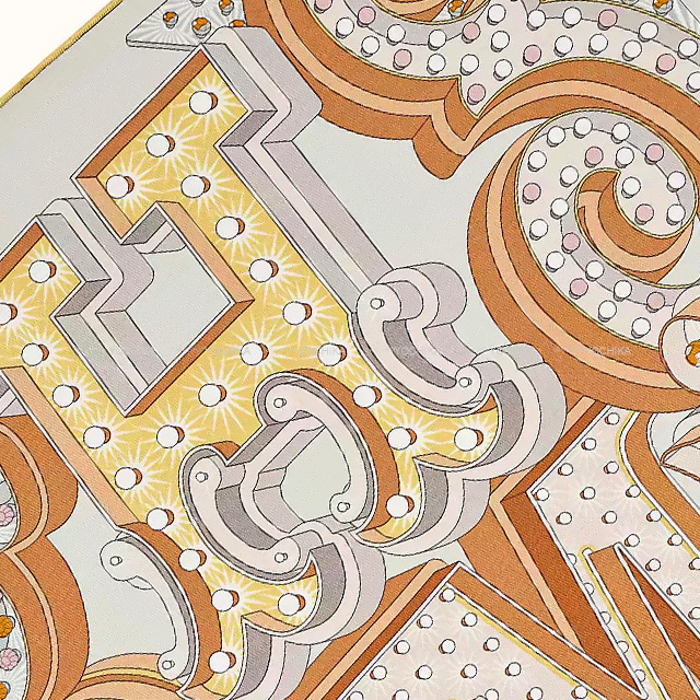 HERMES エルメス スカーフ カレ45 ガヴロッシュ エルメス エレクトリック ヴェールデュー/ノアゼット (ノワゼット)/グリスパール  (グリペール/パールグレー) シルク100％ 新品未使用