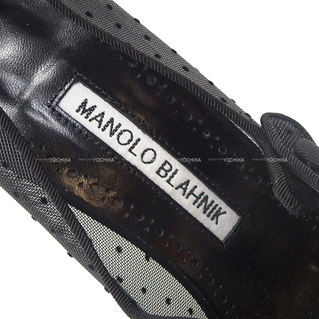 MANOLO BLAHNIK マノロブラニク パンプス CAMPARIMESH メッシュドット ポインテッドトゥ 黒 (ブラック) ＃38.5 新品