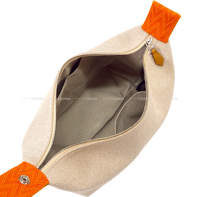 HERMES エルメス ポーチ ブリッド ア ブラック PM ジグザグ オレンジ Hプリュムキャンバス シルバー金具 新品