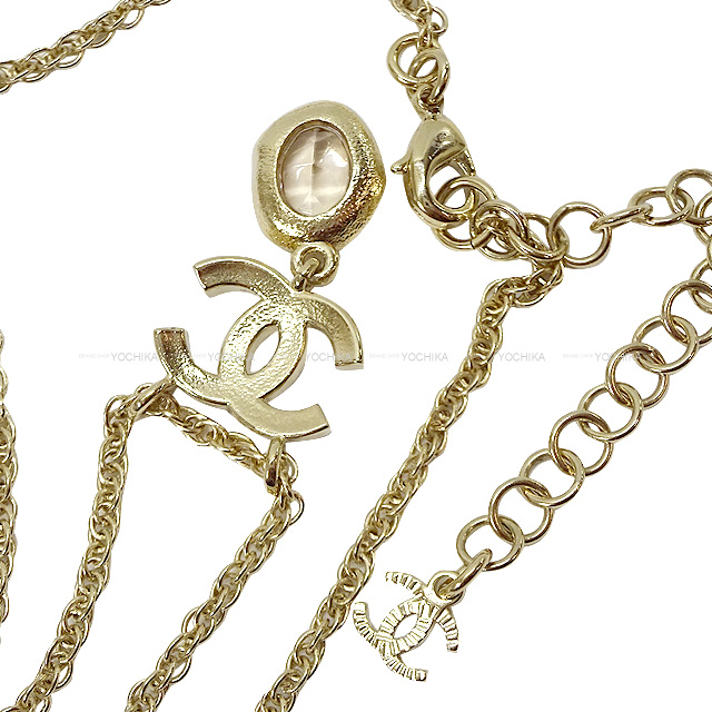 2021年秋冬 CHANEL シャネル ネックレス パールココマーク ストーン ぶら下がり シャンパンゴールド金具 AB6815 新品