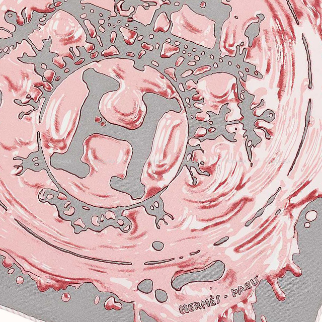 HERMES エルメス スカーフ カレ45 ガヴロッシュ ペンキ塗りたて グリスアシエ/ヴューローズ シルク100％ 新品