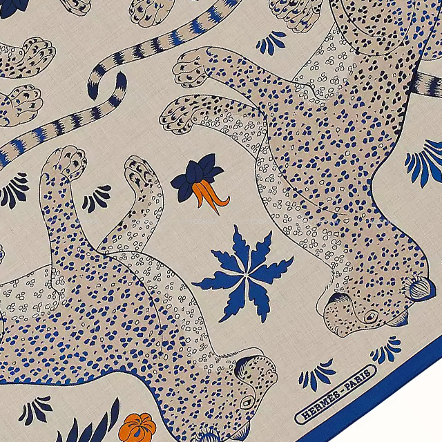 HERMES エルメス スカーフ カレ140 レオパード ナチュラル