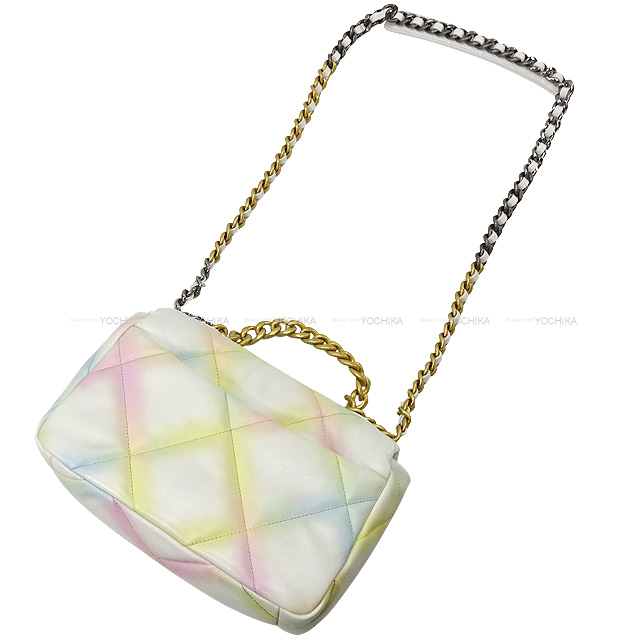 CHANEL シャネル ショルダーバッグ シャネル19 マトラッセ ネオンライン チェーンハンドル AS1160 白 (ホワイト)/マルチカラー  ゴートスキン メタルシルバー金具/マットゴールド金具 新品