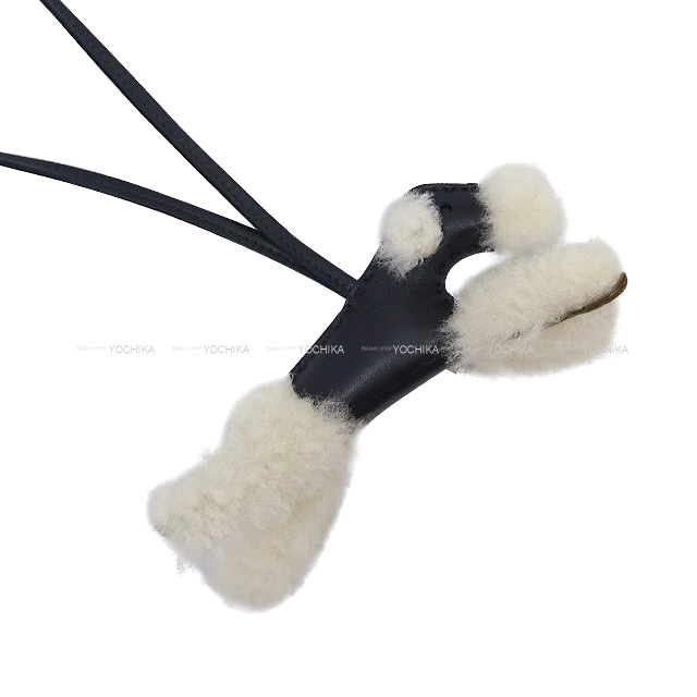HERMES エルメス バッグチャーム バディ 犬 黒 (ブラック) アニューミロ(ラム) ムートン U刻印 新品