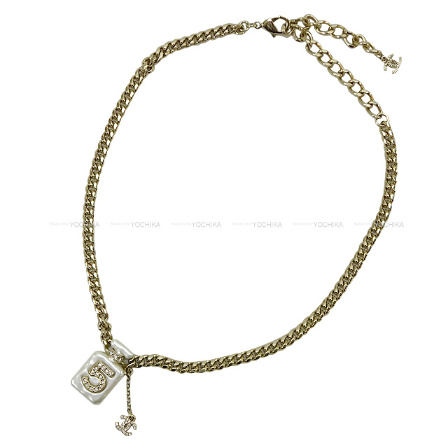 2022年 春夏新作 CHANEL シャネル ネックレス No.5 メタル&ストラス パフュームボトル ゴールド/白 AB8475 新品